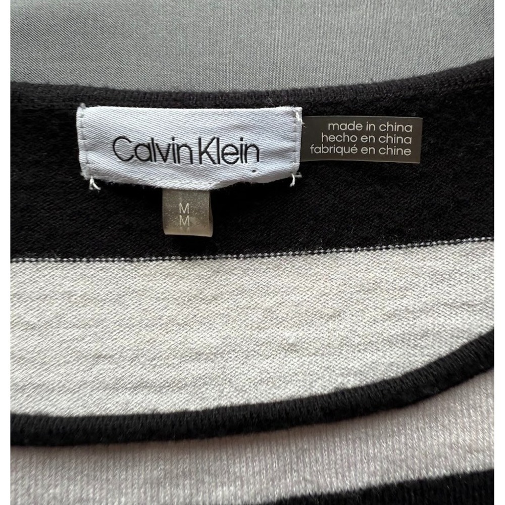 Calvin Klein Sweater Women Medium Striped Multicolor Long Sleeve Scoop Neck‎ - Picture 10 of 14